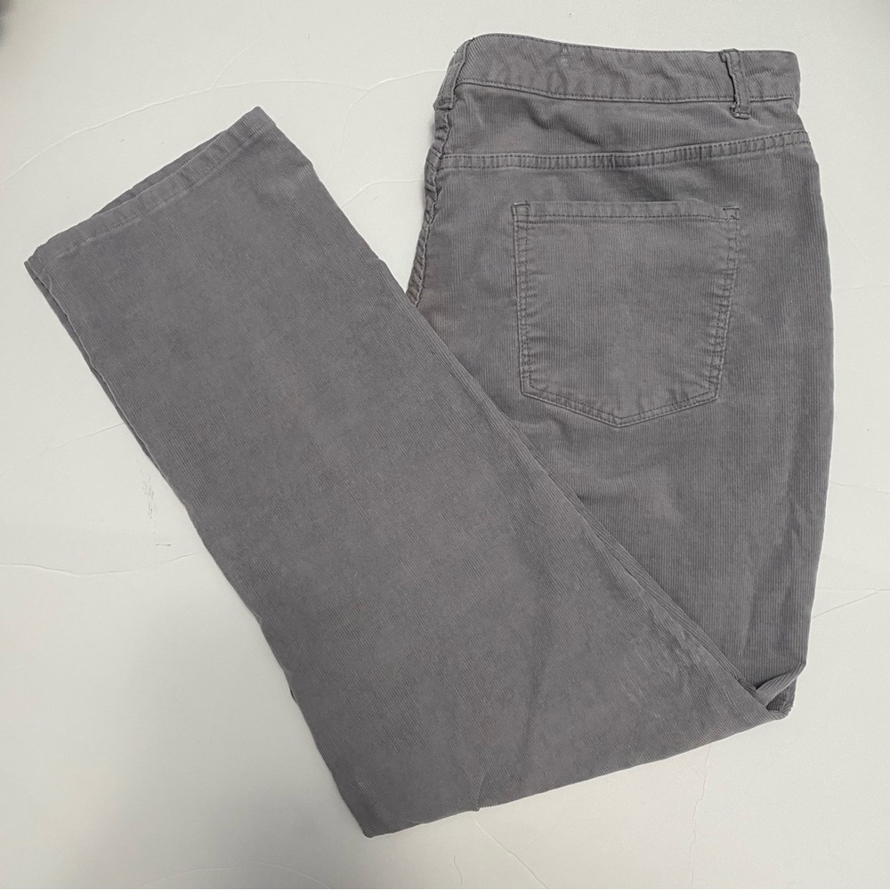 Women's Gray Straight Leg Corduroy Pants 14 Old Money Heritage Capsule Minimal